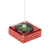 Retro Record Player Glass Ornament