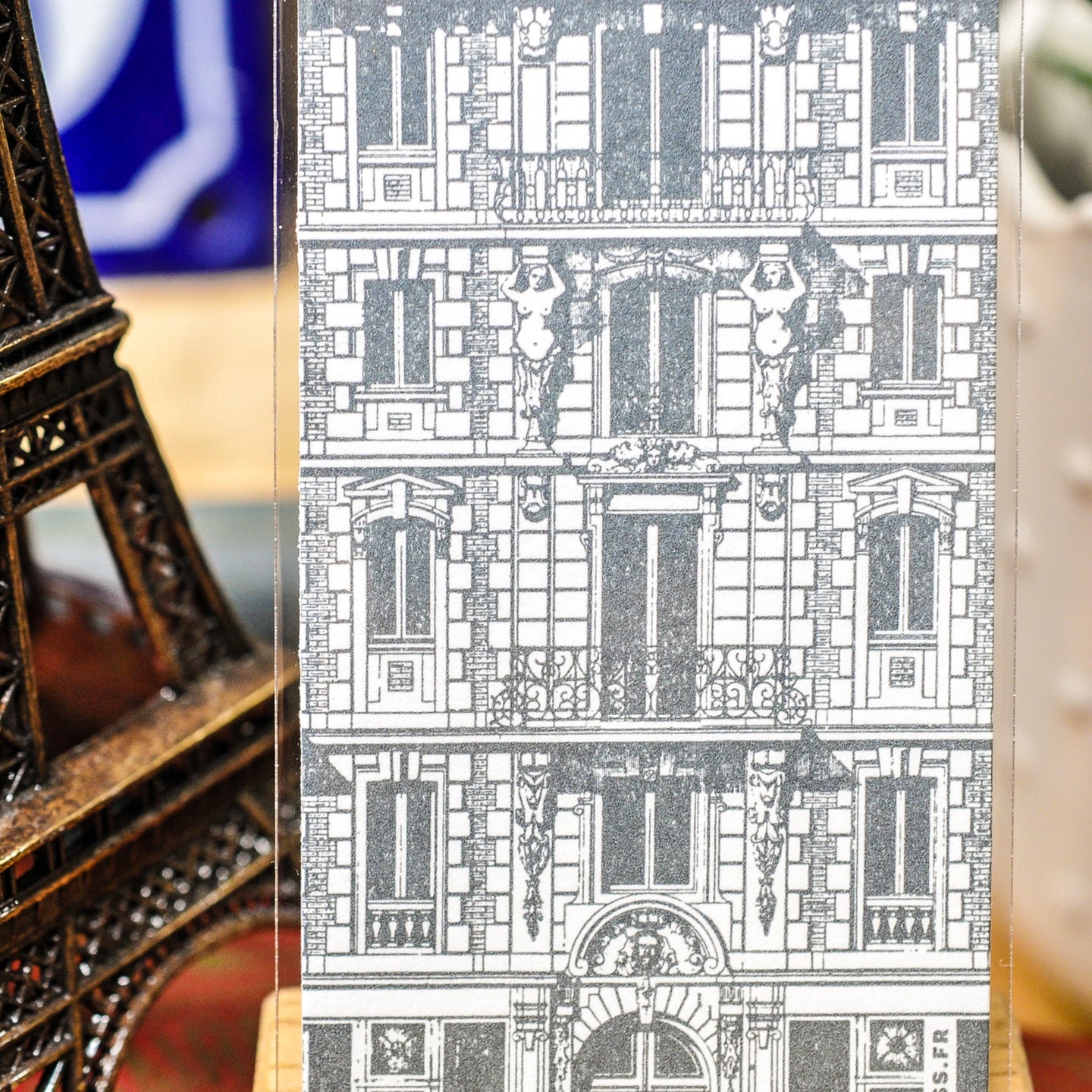 Parisian Façade Bookmark – 19th-Century Architectural Engraving
