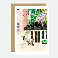 Paris Café Everyday Greeting Card | French Bistro & Wisteria Illustration