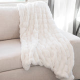 Luxe Ruched Faux Fur Throw Blanket