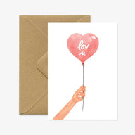 Heart Balloon Love Greeting Card | Romantic Thinking of You Card