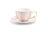 Pink & White Scallop Tea Cup & Saucer