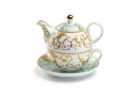 Mint & Gold Scroll Tea-For-One Set with Gift Box