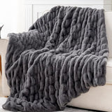 Luxe Ruched Faux Fur Throw Blanket