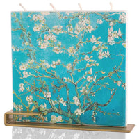 Flatyz Van Gogh Almond Blossoms Art Candle with Metal Stand | Handcrafted Decorative Candle