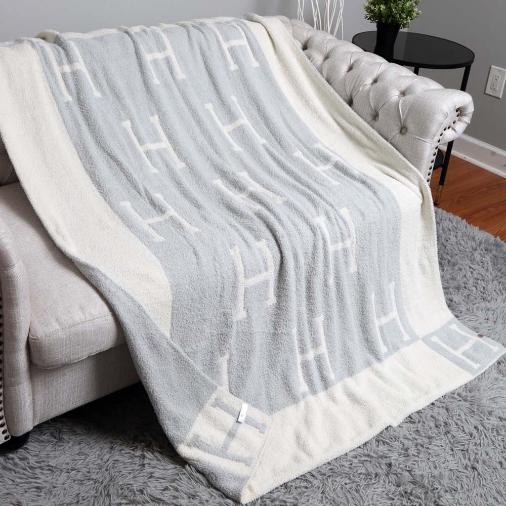 Initial Monogram Reversible Throw Blanket