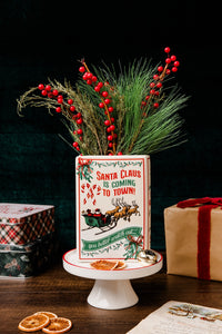 Santa Is Coming to Town Christmas Book Vase