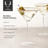 Art Deco Gold Rim Crystal Martini Glasses – Set of 2