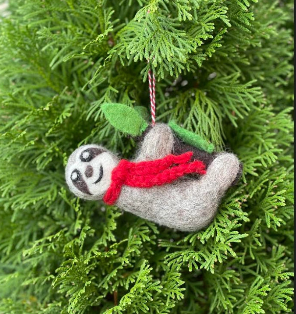 Slow & Cozy Sloth Felt Ornament