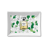 Ceramic Serving Trays – Green Floral with Perfume Bottle