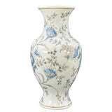 Blue & White Chinoiserie Porcelain Vase – 14” Botanical Decorative Accent Vase