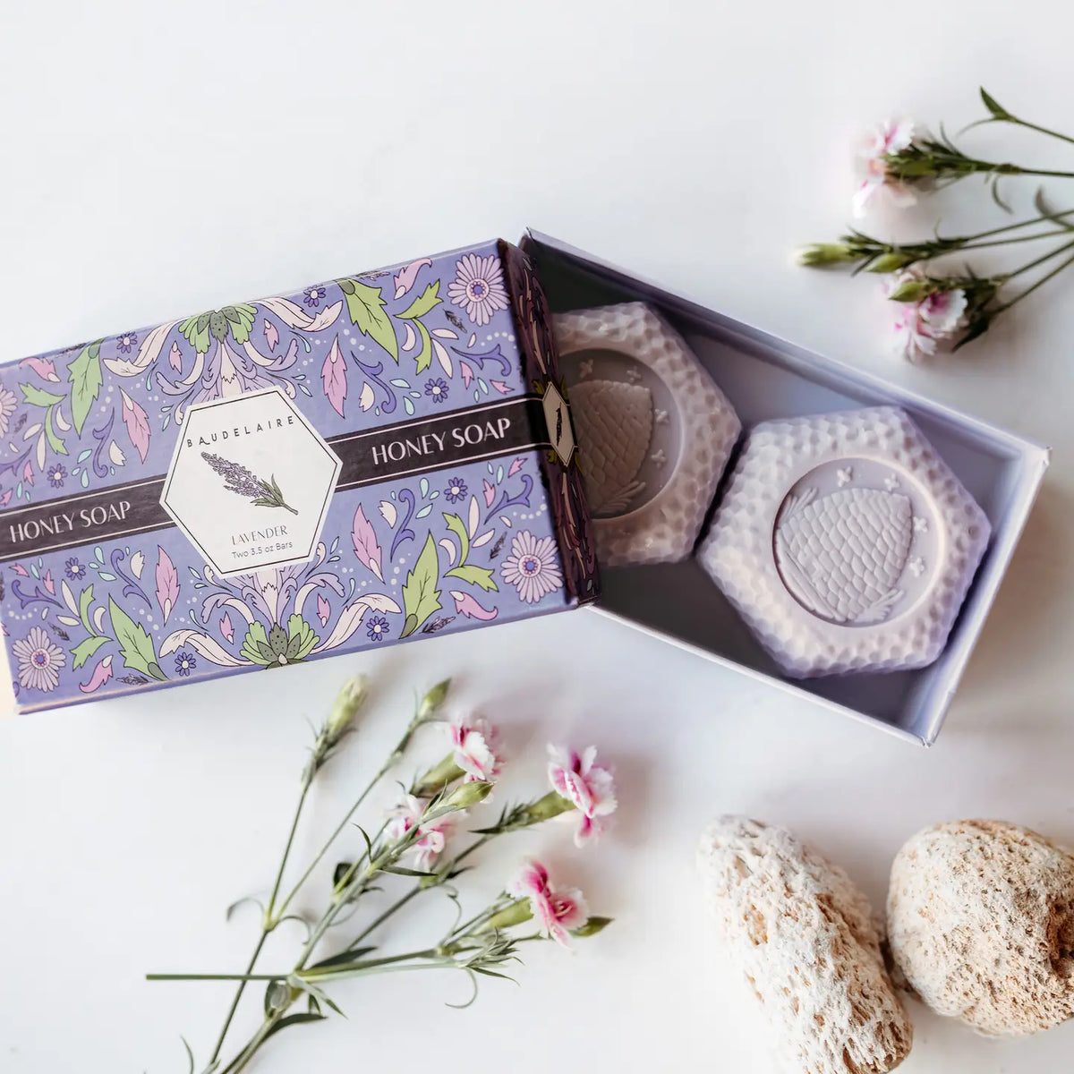 Lavender Honey Soap Gift Box – 2 Bar Set