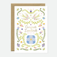 Lovebirds Wedding Card | Gold Foil Congratulations Greeting Card