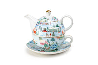 Christmas Village Fine Porcelain Tea-for-One Set