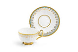 White Floral Toile Tea Cup & Saucer