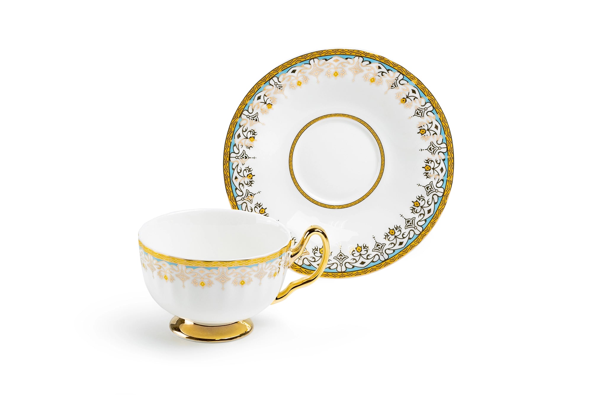 White Floral Toile Tea Cup & Saucer