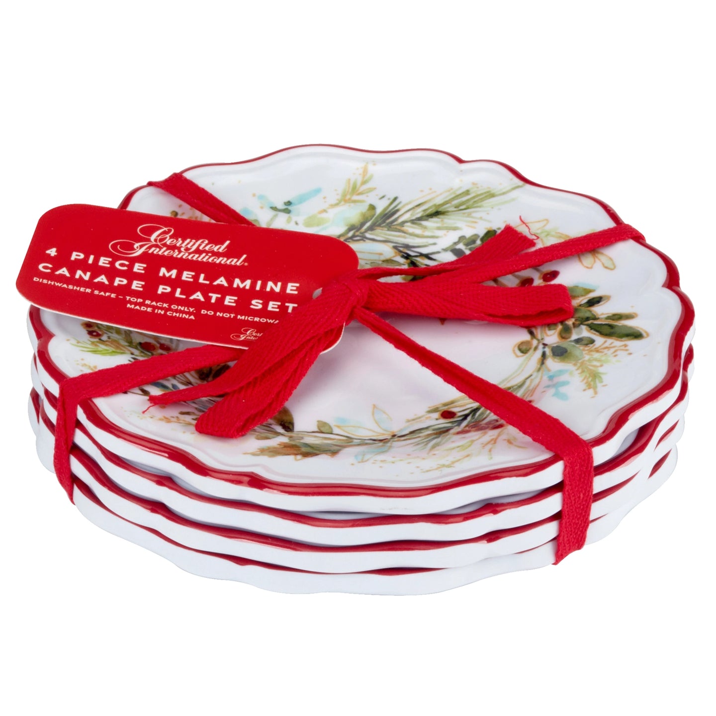 Holiday Canapé Melamine Plate Sets - Set of 4