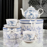 "Jardin Bleu" Bone China Teapot in Gift Box