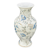 Blue & White Chinoiserie Porcelain Vase – 14” Botanical Decorative Accent Vase