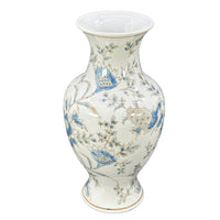 Blue & White Chinoiserie Porcelain Vase – 14” Botanical Decorative Accent Vase