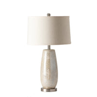 Melrose textured ceramic table lamp with metallic glaze and white linen shade