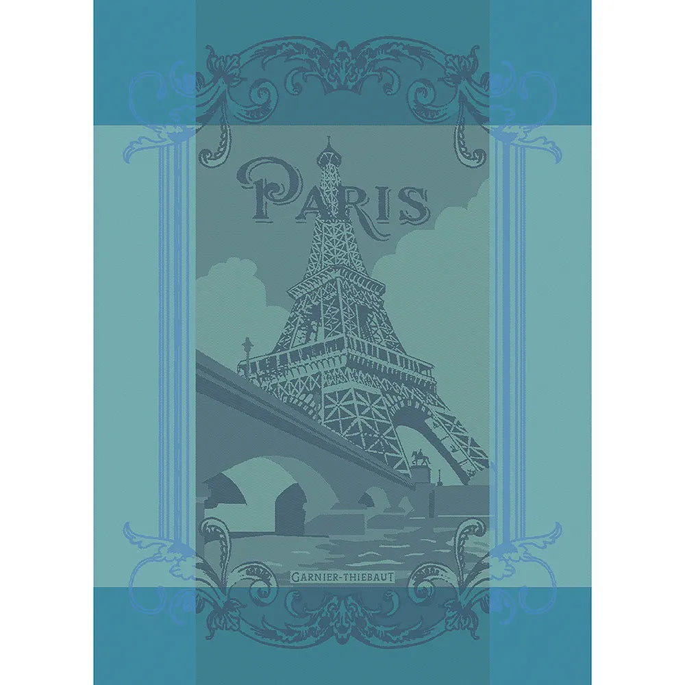 Garnier Thiebaut | Paris Seine Turquoise Jacquard Kitchen Towel