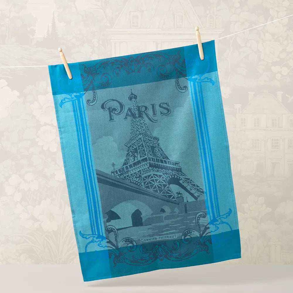 Garnier Thiebaut | Paris Seine Turquoise Jacquard Kitchen Towel