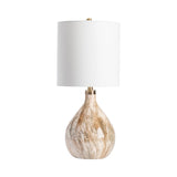 Russo marbled neutral table lamp with white linen shade