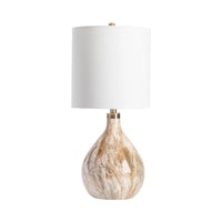 Russo marbled neutral table lamp with white linen shade