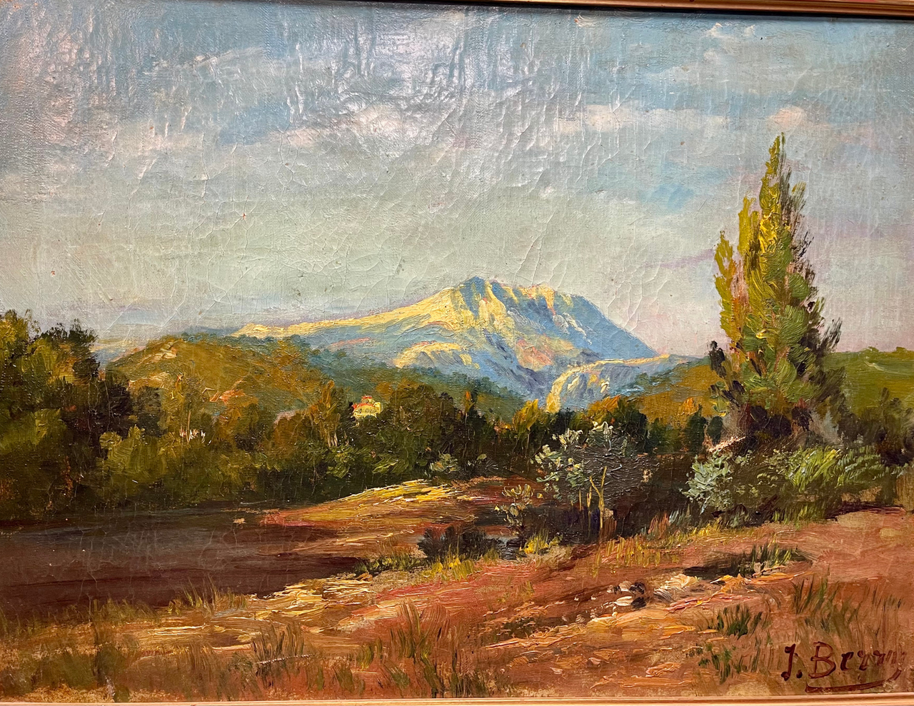 "La Montagne Sainte Victoire à Aix en Provence" Original Vintage Oil Painting