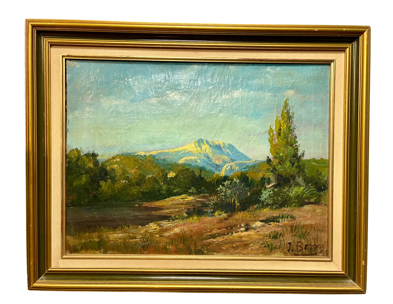 "La Montagne Sainte Victoire à Aix en Provence" Original Vintage Oil Painting
