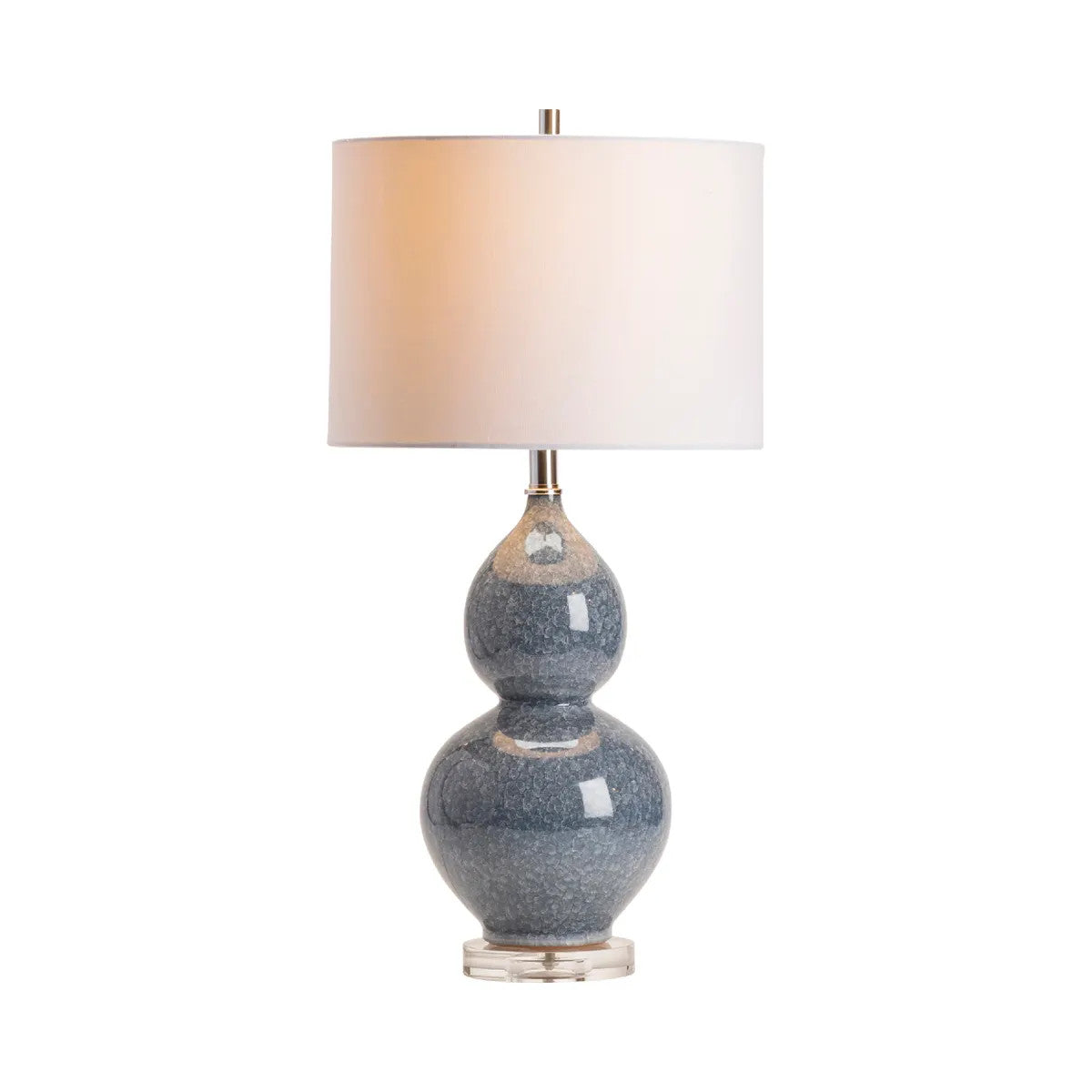 Vincent blue speckled ceramic table lamp with white linen shade
