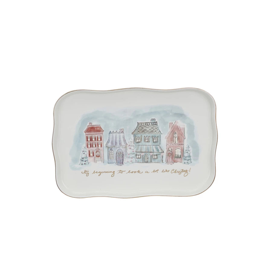 Village Christmas Stoneware Platter