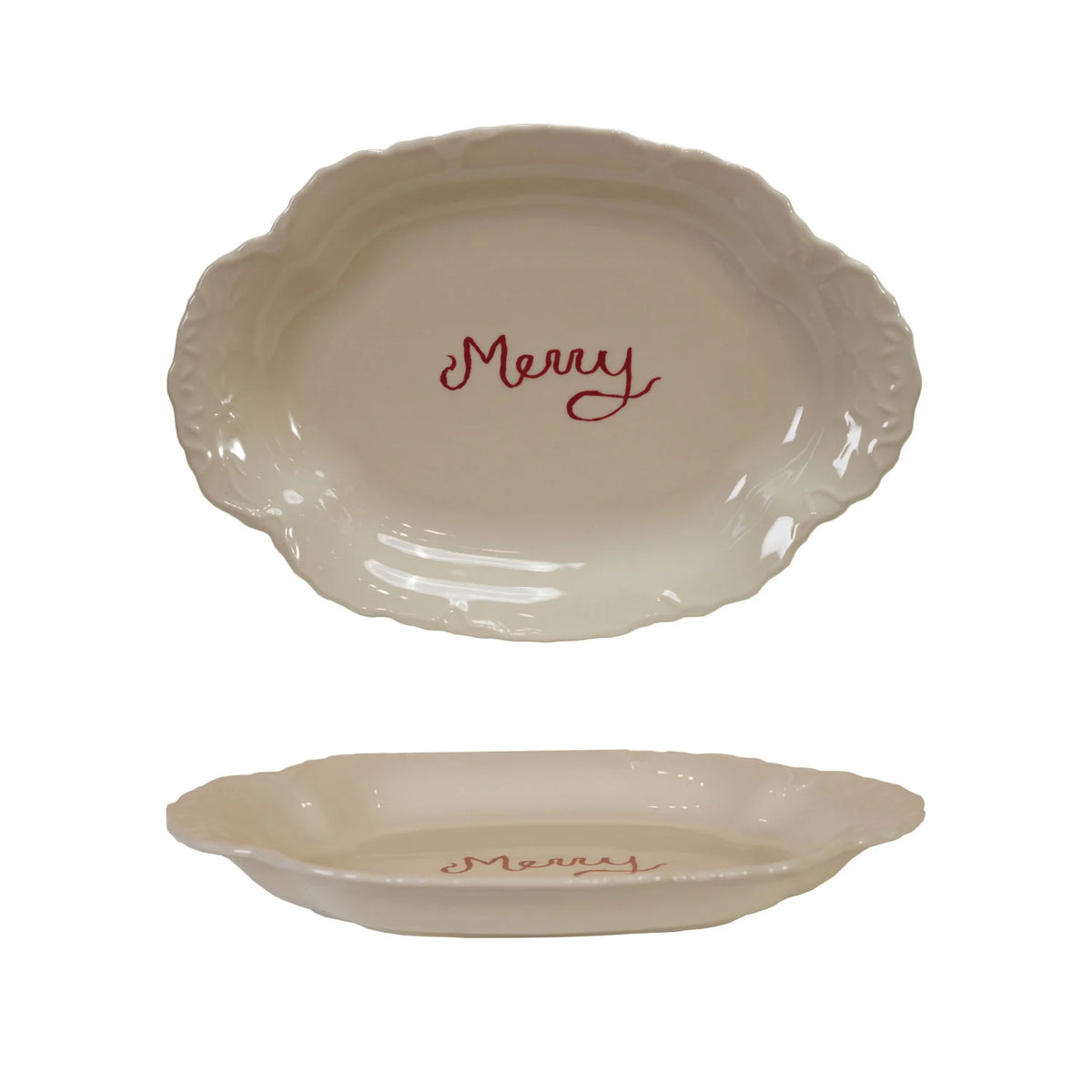Merry Stoneware Scalloped Platter