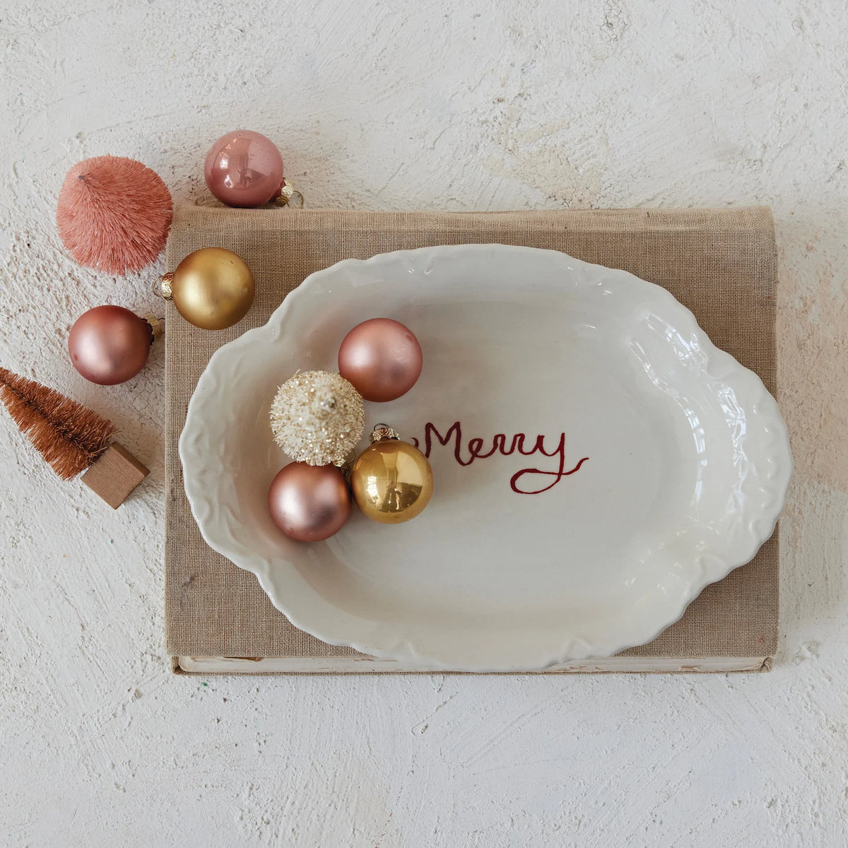 Merry Stoneware Scalloped Platter